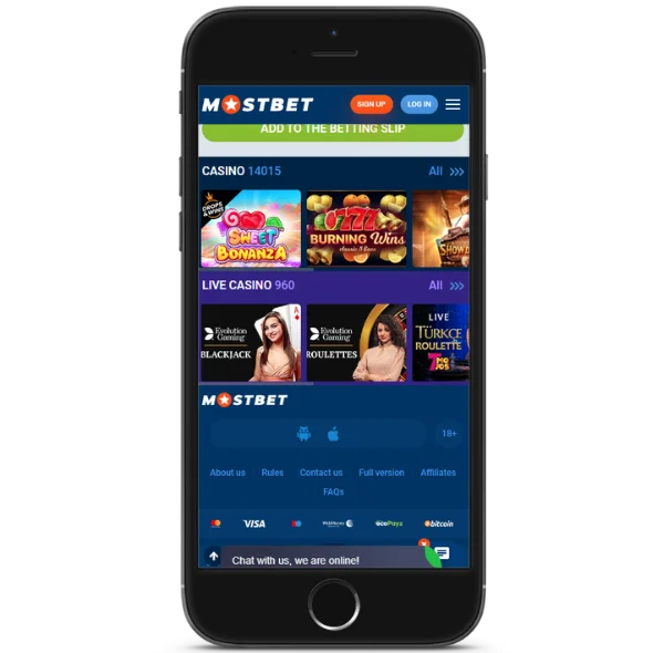 Méthodes paiement l'application Mostbet